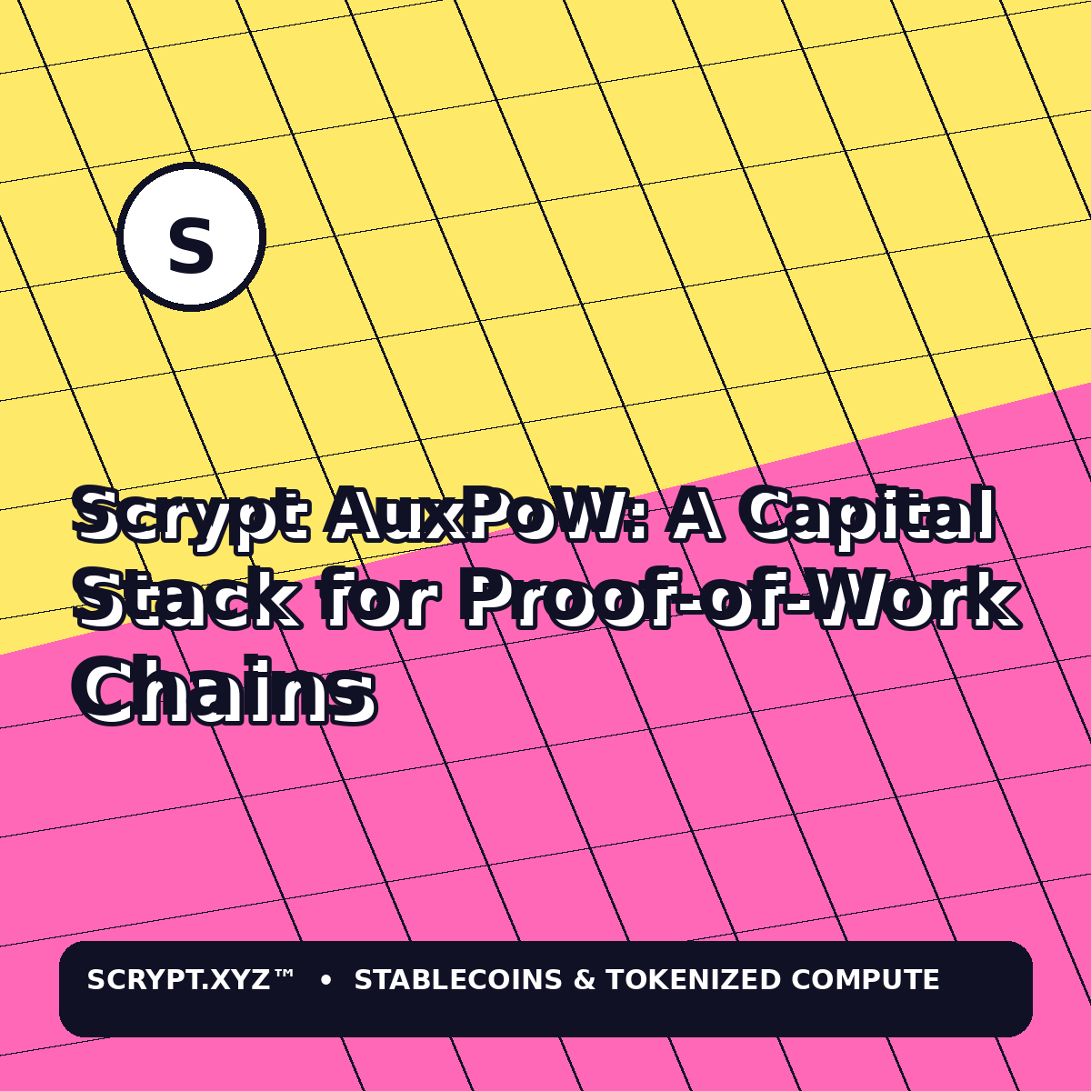 Scrypt AuxPoW: A Capital Stack for Proof-of-Work Chains — colorful Scrypt.xyz tokenized compute market illustration